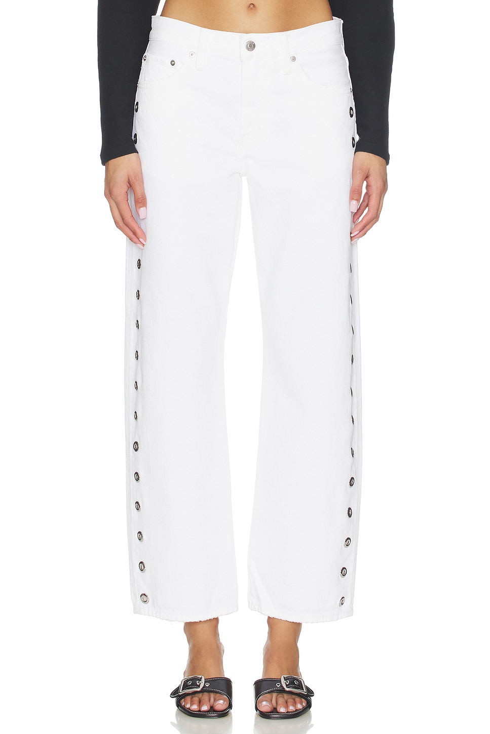 Lexi Mid Rise Bowed Straight Jeans