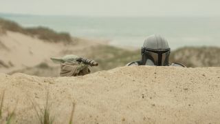 Screenshots from The Mandalorian & Grogu.