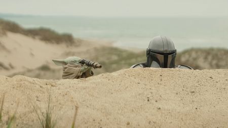 Screenshots from The Mandalorian & Grogu.