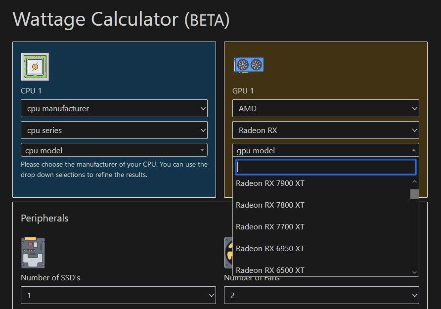 Seasonic PSU Wattage Calculator Includes AMD Radeon RX 7000 Series GPUs Tom's Hardware