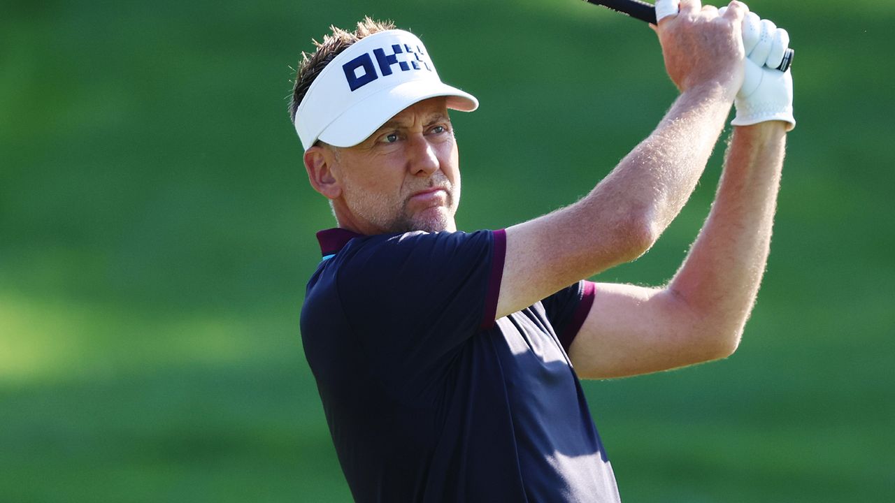 Ian Poulter takes a shot at the 2023 Dubai Desert Classic