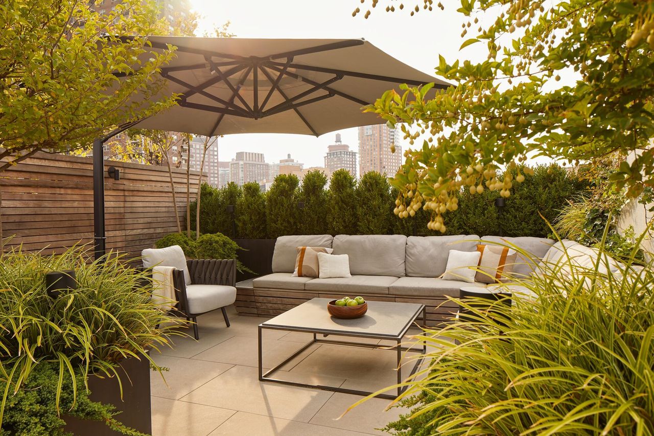 A neat and tidy backyard with tactically placed shrubs and plants