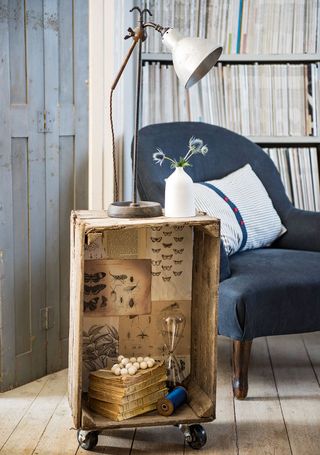 lamp with chair and books