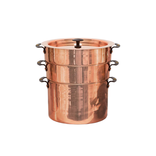 Copper Stockpot and Steamer Baskets With Lid