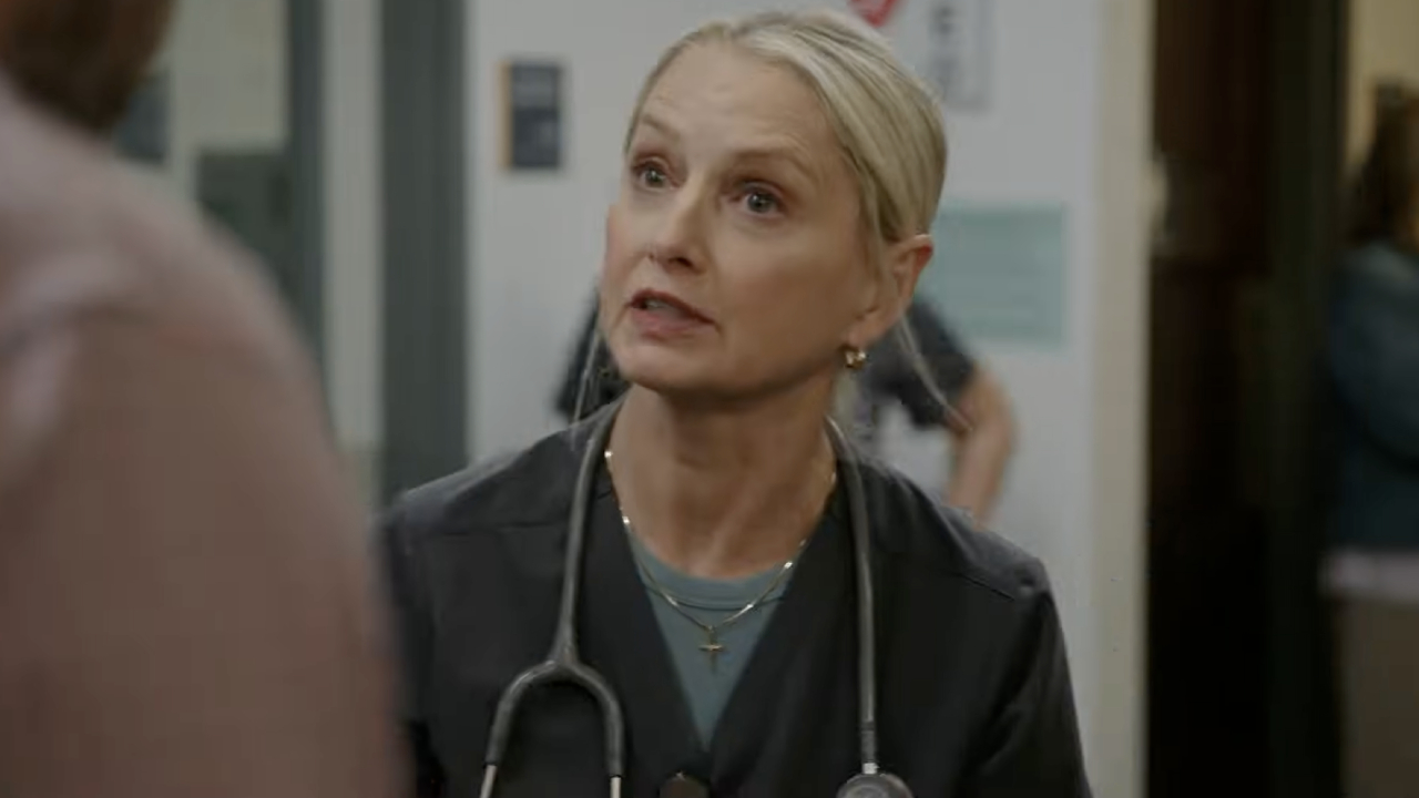 Katherine LaNasa as Nurse Dana in The Pitt.