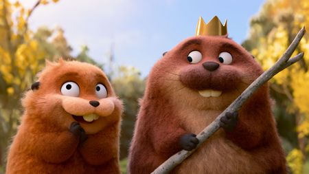 Mabel Beaver and King George (L-R) in a scene from Disney/Pixar's "Hoppers" 