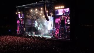 Guns N' Roses onstage in Seville, shot from crowd