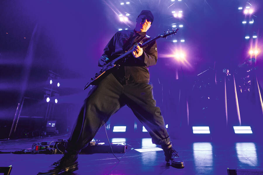 Martin "Ace" Kent of Skunk Anansie performs at The Roundhouse on March 29, 2025
