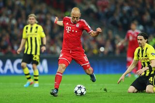 Arjen Robben scores the winning goal for Bayern Munich against Borussia Dortmund in the 2013 Champions League final.