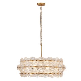 Tendo 6 - Light Gold Drum Glass Chandelier