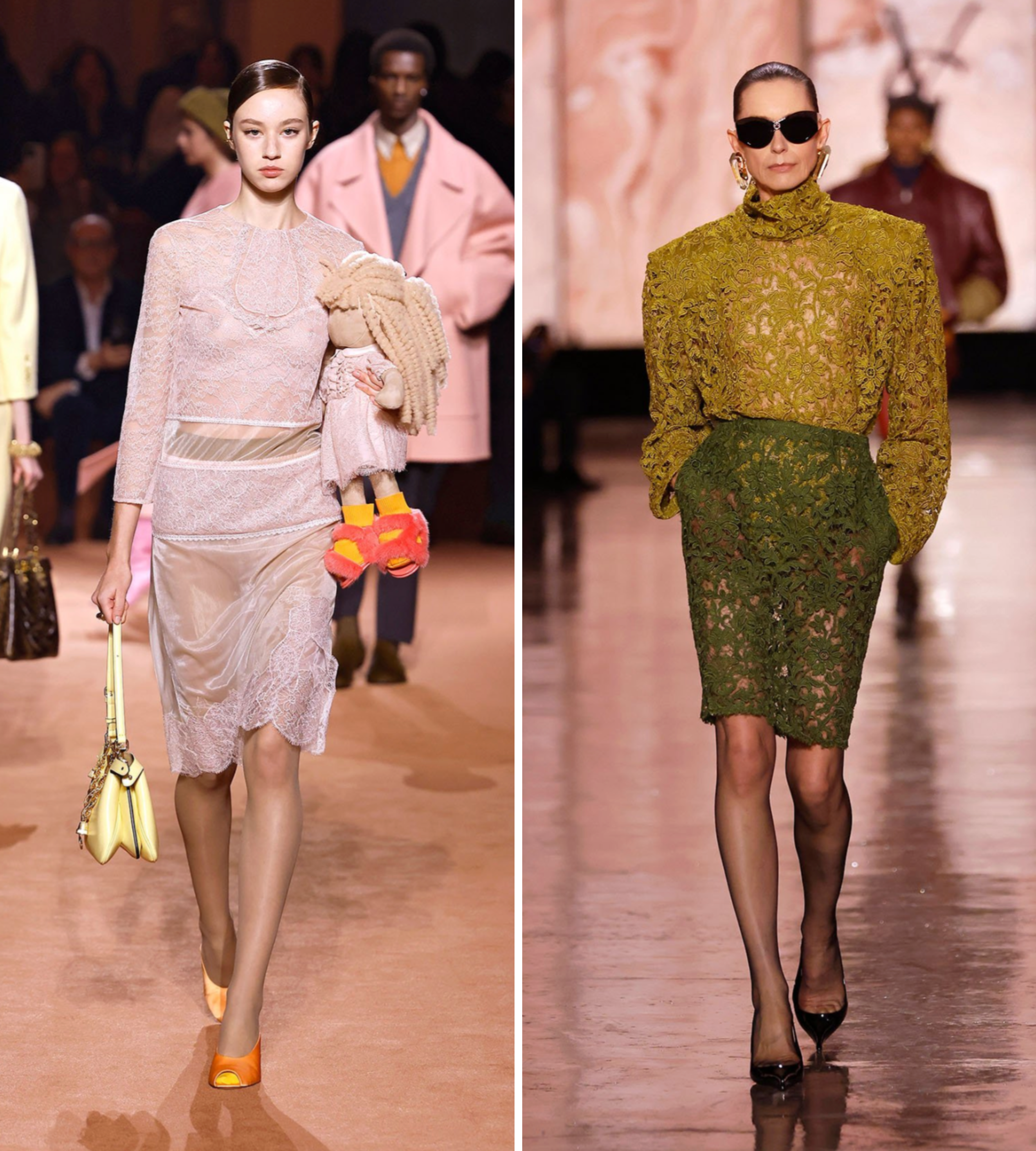 Autumn/Winter 25 lace - Fendi, Saint Laurent catwalk