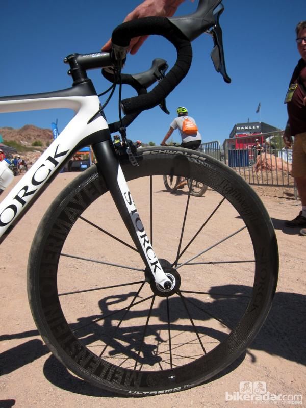 As if building a bike with Carbonsports Lightweight wheels isn't enough, Storck has them custom tweaked just for him, too.