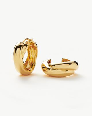 Lucy Williams Chunky Medium Entwine Hoop Earrings | 18ct Gold Plated