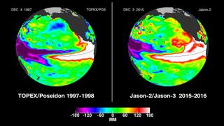 This image shows the December 1997 vs. December 2015 El Niño events