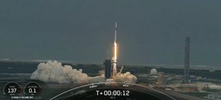 A SpaceX Falcon 9 rocket launches the Ax-2 mission from Florida on May 21, 2023.