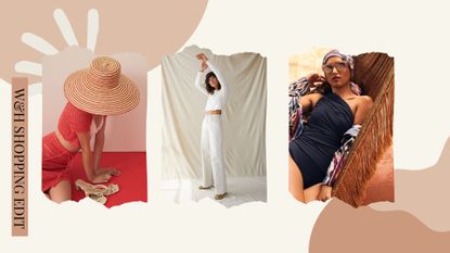 Three picks from w&h's shopping edit in June, on a cream collage background.