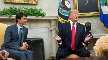 Trump’s latest attack on the media came during a meeting with Justin Trudeau