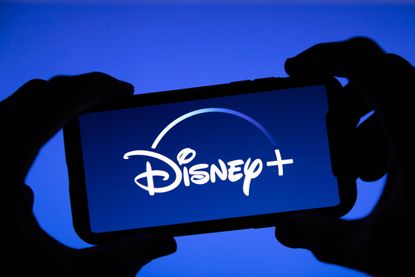 Disney plus streaming service logo on a smartphone