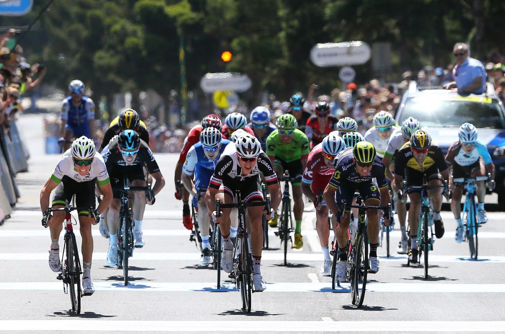 Cam Meyer, Nikias Arndt and Simon Gerrans all vying for the win