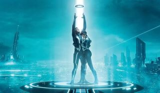 Tron: Legacy Sam and Quorra standing in the data stream