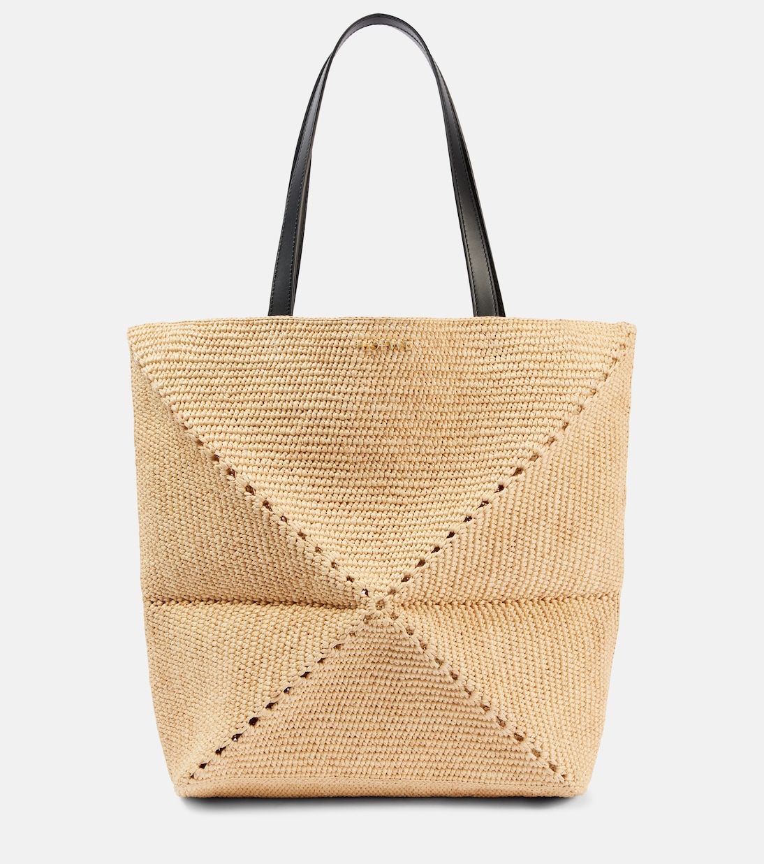 Puzzle Fold Xl Raffia Tote Bag