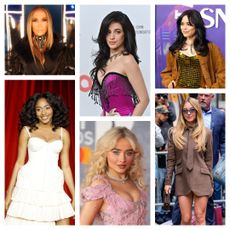 collage of celebrities with butterfly haircut