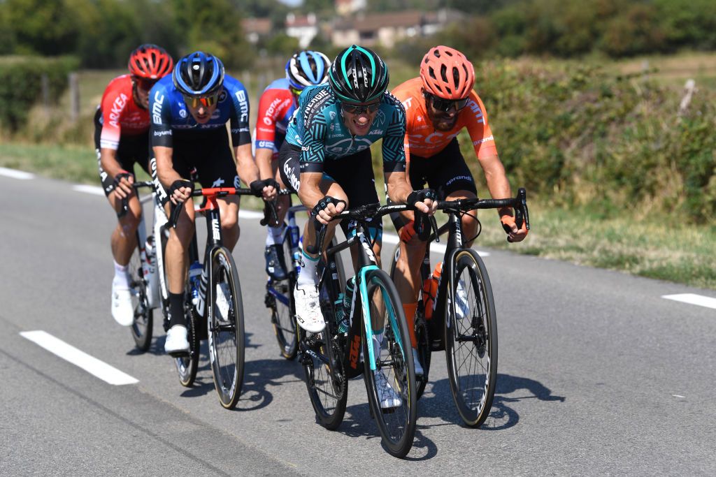 GRAND COLOMBIER FRANCE SEPTEMBER 13 Pierre Rolland of France and Team BB Hotels Vital Concept Simon Geschke of Germany and CCC Team Breakaway during the 107th Tour de France 2020 Stage 15 a 1745km stage from Lyon to Grand Colombier 1501m TDF2020 LeTour on September 13 2020 in Grand Colombier France Photo by Tim de WaeleGetty Images
