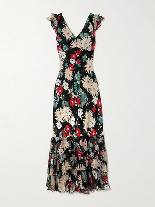 Ossy Ruffled Tiered Floral-Print Silk Crepe De Chine Maxi Dress