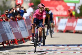 ALTO DE LA MONTAA DE CULLERA SPAIN AUGUST 19 Magnus Cort Nielsen of Denmark and Team EF Education Nippo celebrates at finish line as stage winner during the 76th Tour of Spain 2021 Stage 6 a 1583km stage from Requena to Alto de la Montaa de Cullera 184m lavuelta LaVuelta21 on August 19 2021 in Alto de la Montaa de Cullera Spain Photo by Stuart FranklinGetty Images