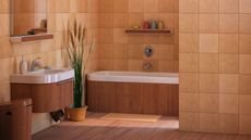 Bathroom with terracotta tiles