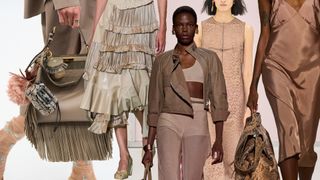 the mouch mousse spring 2025 color trend at Fendi, Tory Burch, Hermès, Fendi, Dries Van Noten