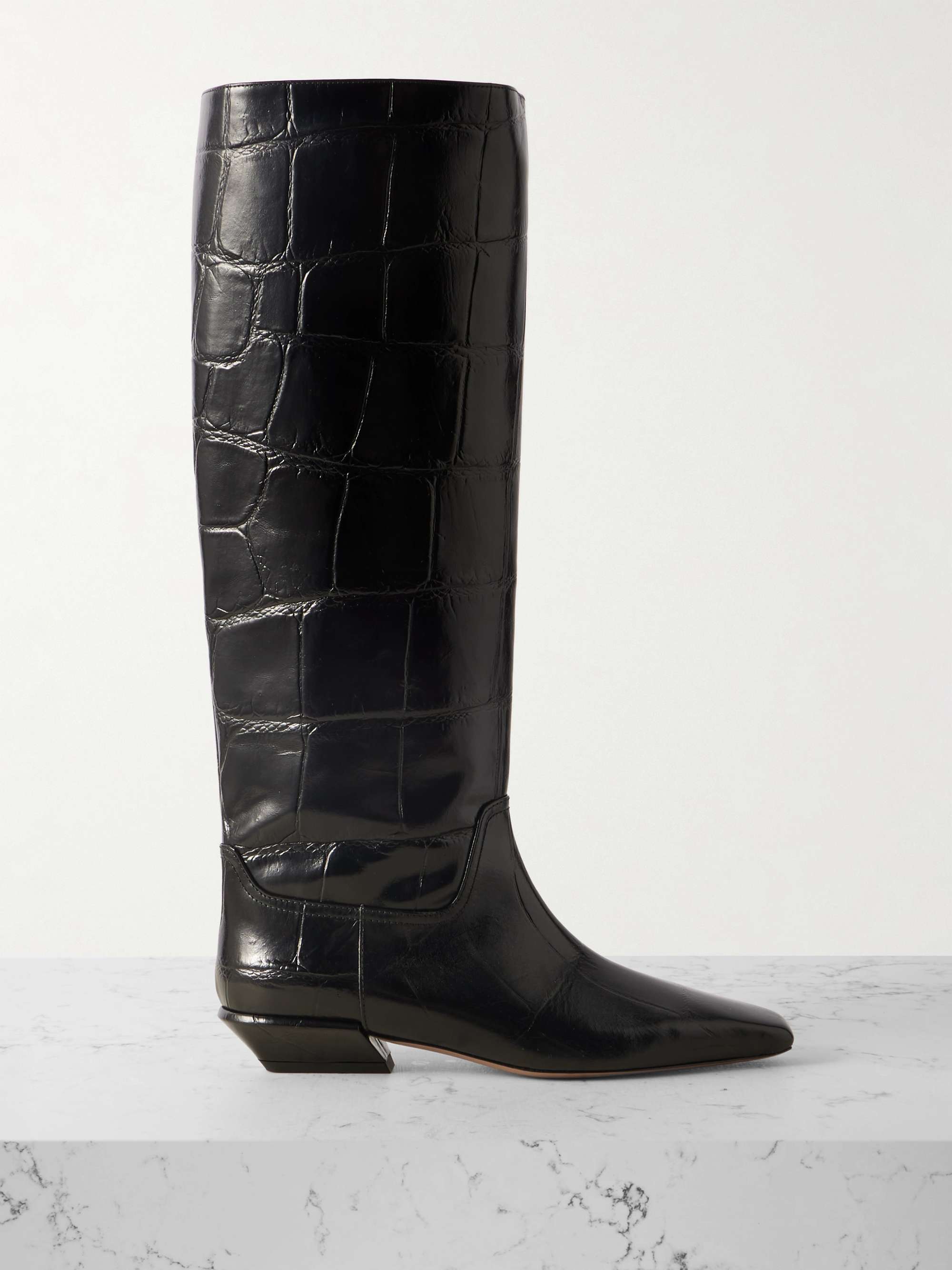Bettina Croc-Effect Leather Boots