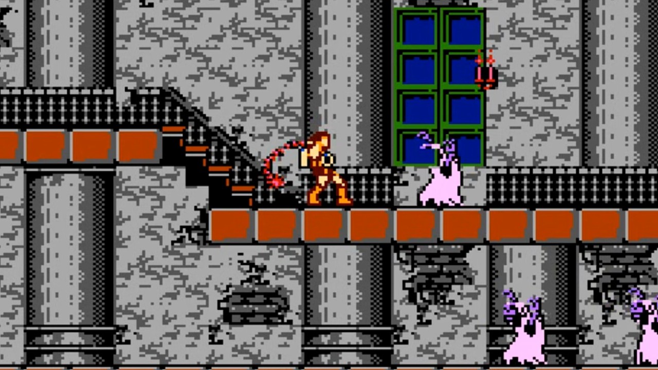 Simon Belmont with his whip in the original Castlevania