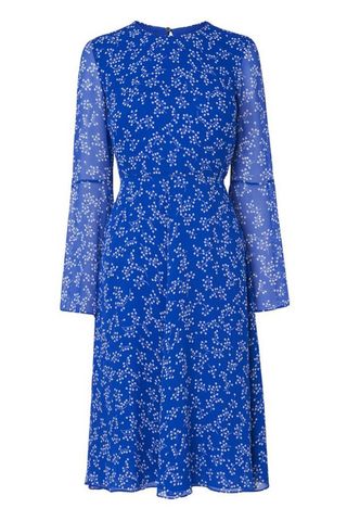 CECILY BLUE SILK PRINTED DRESS