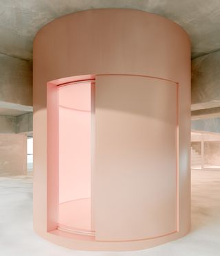 pink elevator in Andrés Reisinger NFT house