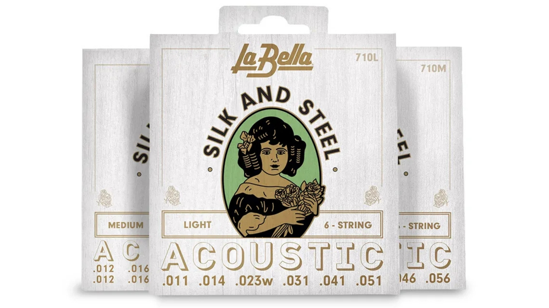 Three packs of La Bella Silk &amp;amp; Steel acoustic guitar strings