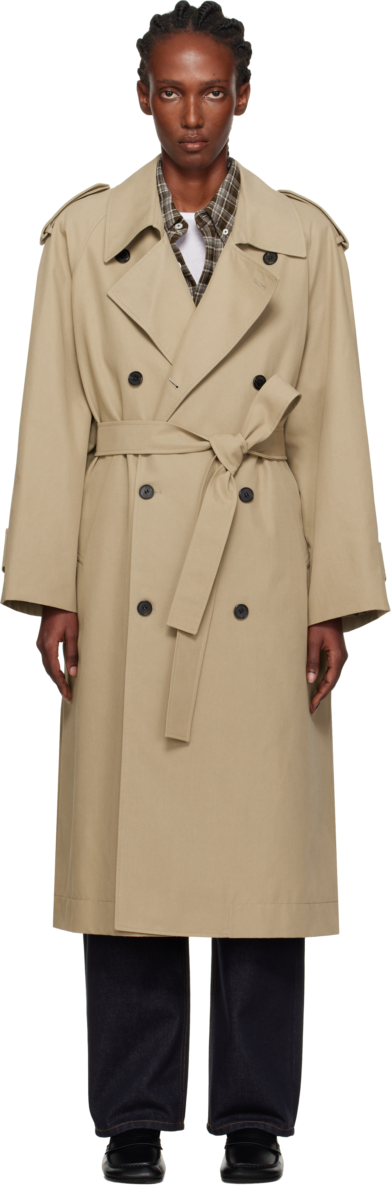 Tan Unisex Oversized Trench Coat