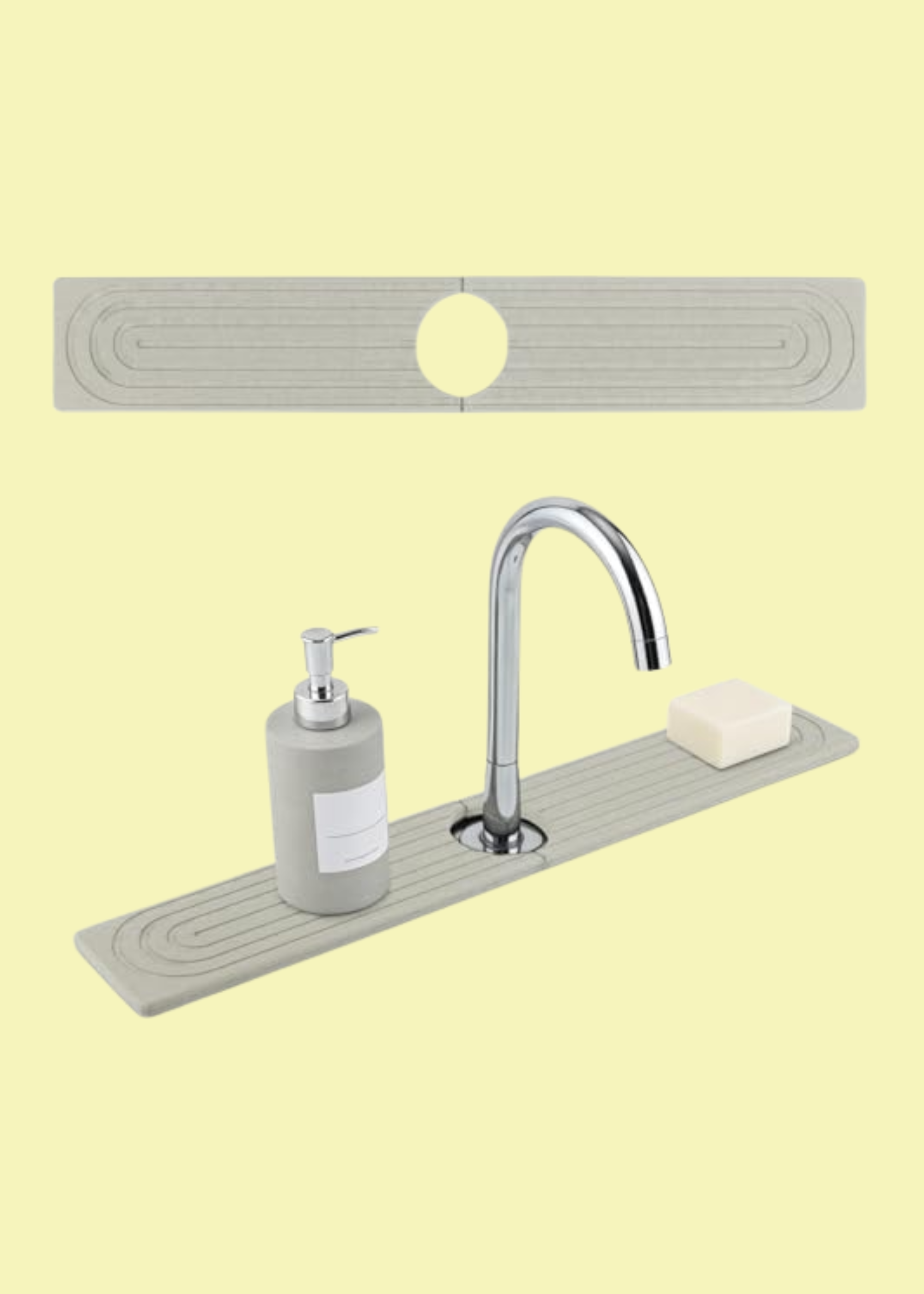 Komforbaa Diatomite Stone Faucet Mat, Kitchen Sink Protector Pad, Super Absorbent Drying Stone Tray for Kitchen &amp;amp; Bathroom Countertops, Moisture Resistant, Gray