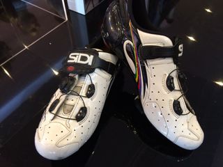 Tony Martin's custom World Champion Sidis look well worn