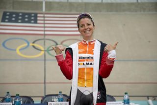 Evelyn Stevens set a new UCI hour record of 47.980 km at the Colorado Springs Olympic Training Center Velodrome on Saturday.