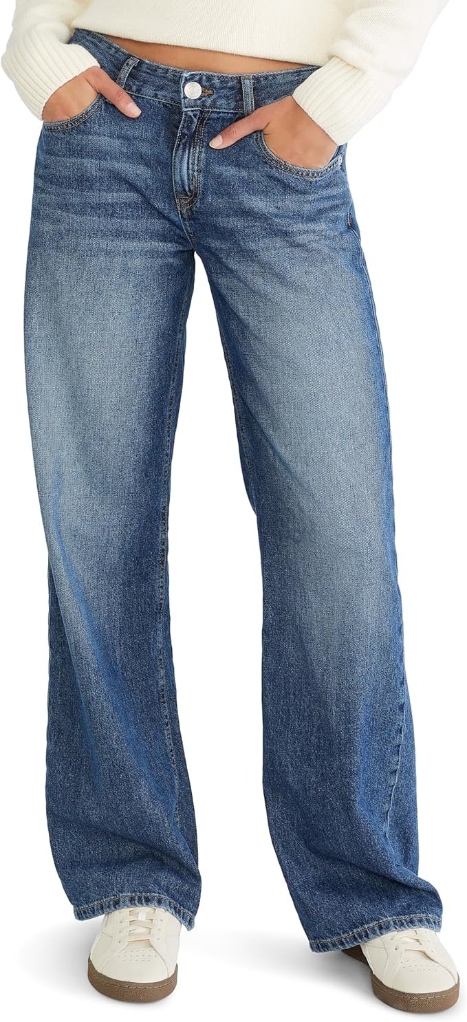 AEROPOSTALE, Aeropostale Women's Low Rise Baggy Wide Leg Jean, Sassafras