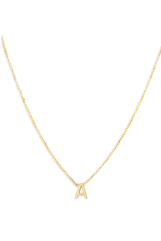 14K Yellow Gold Initial Pendant Necklace, 16"