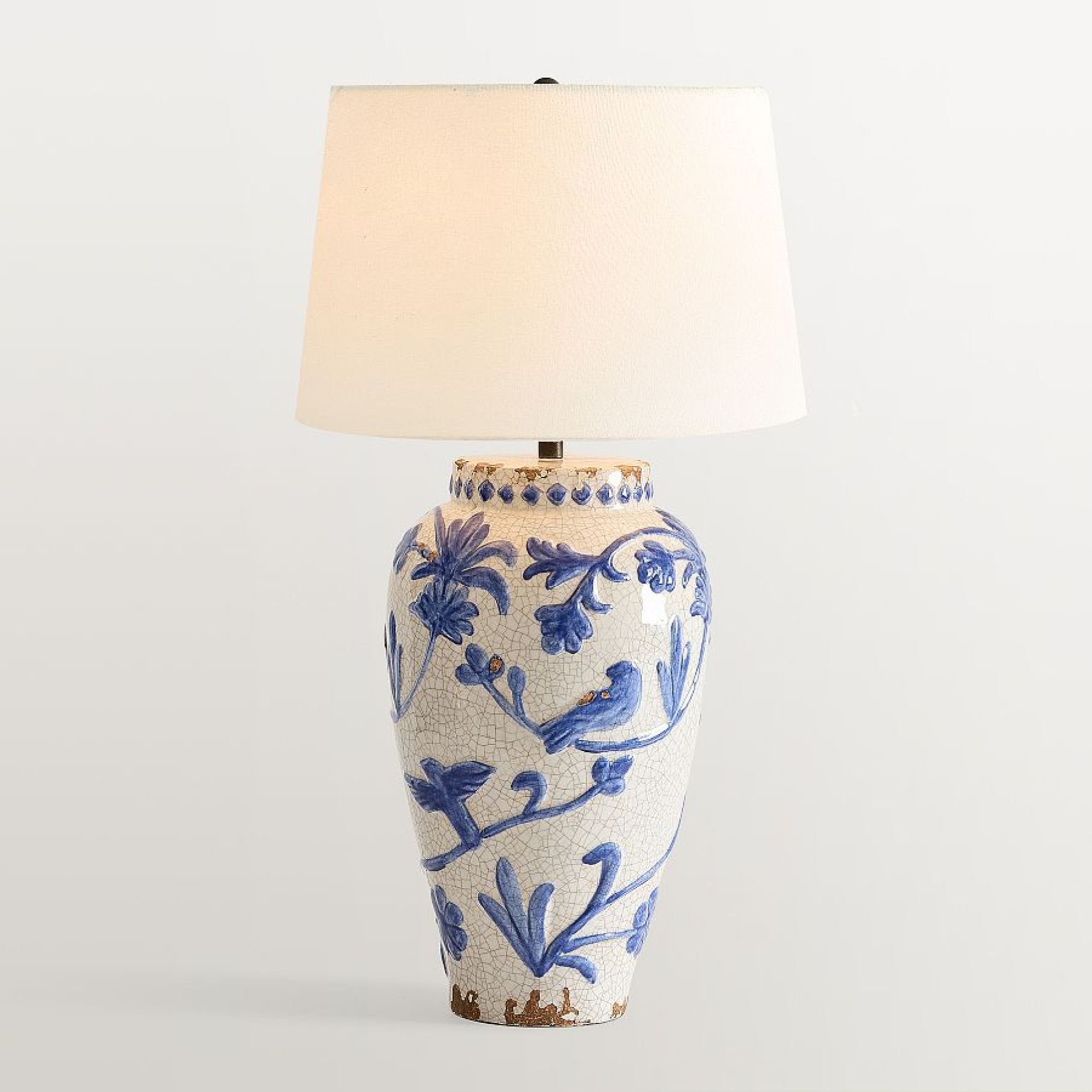 Blue and white rustic china table lamp