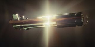 Skywalker lightsaber breaking in two in Star Wars: The Last Jedi