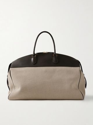 George Leather and Cotton-Canvas Tote