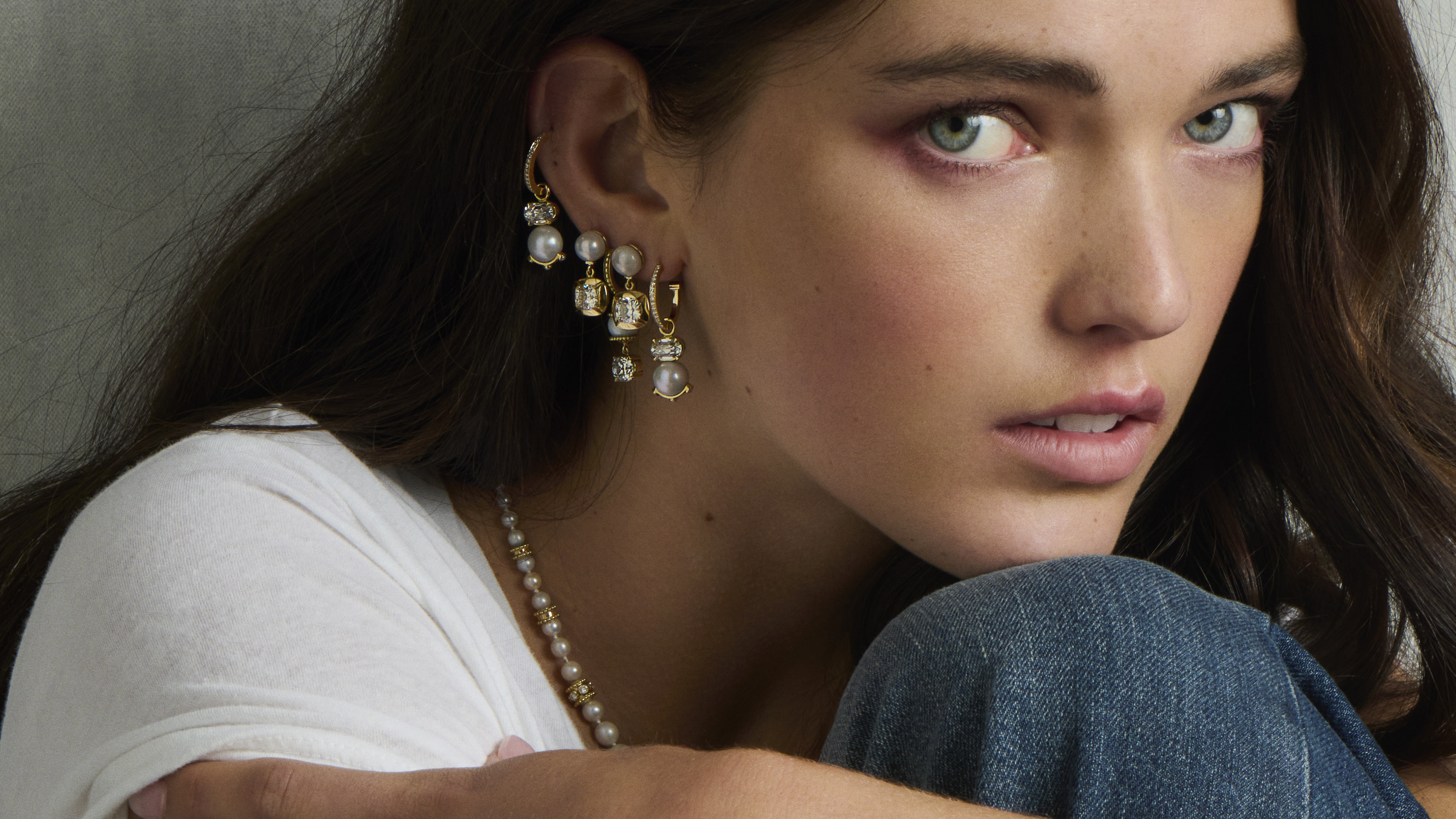 Model wearing Scottish pearl jewellery