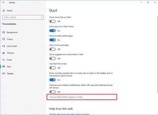 Choose which folders appear on Start