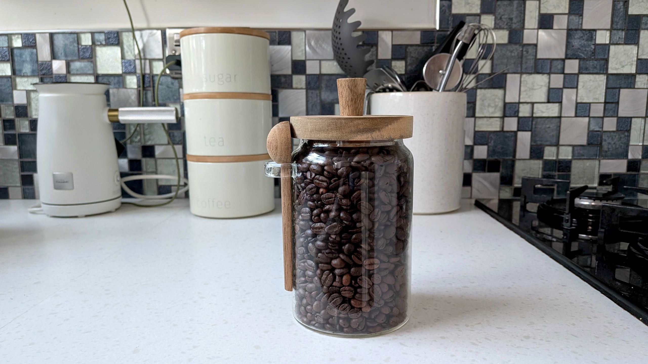 Coffee bean glass jar