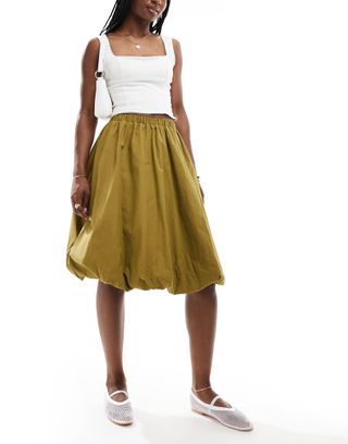 Asos Design Bubble Skirt in Khaki