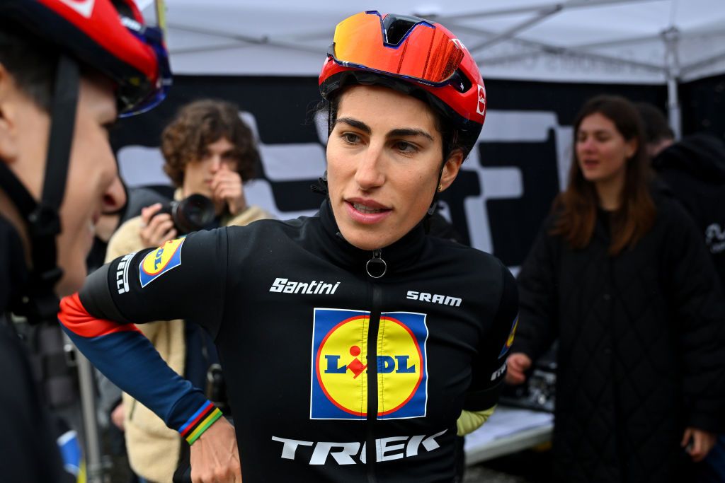 Elisa Balsamo (Lidl-Trek) getting ready for the start of Scheldeprijs earlier this season